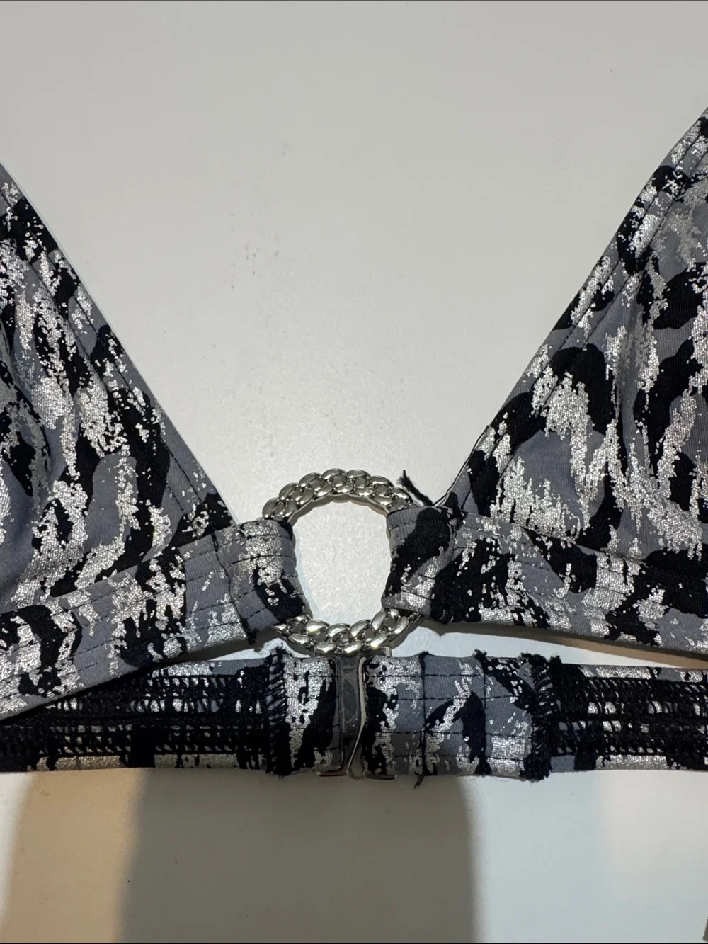 Michael Kors Silver & Black Animal Print Bikini Top NWT size S